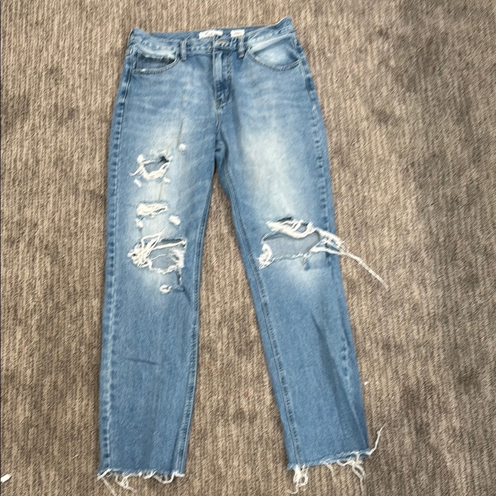 Distressed Blue Jeans